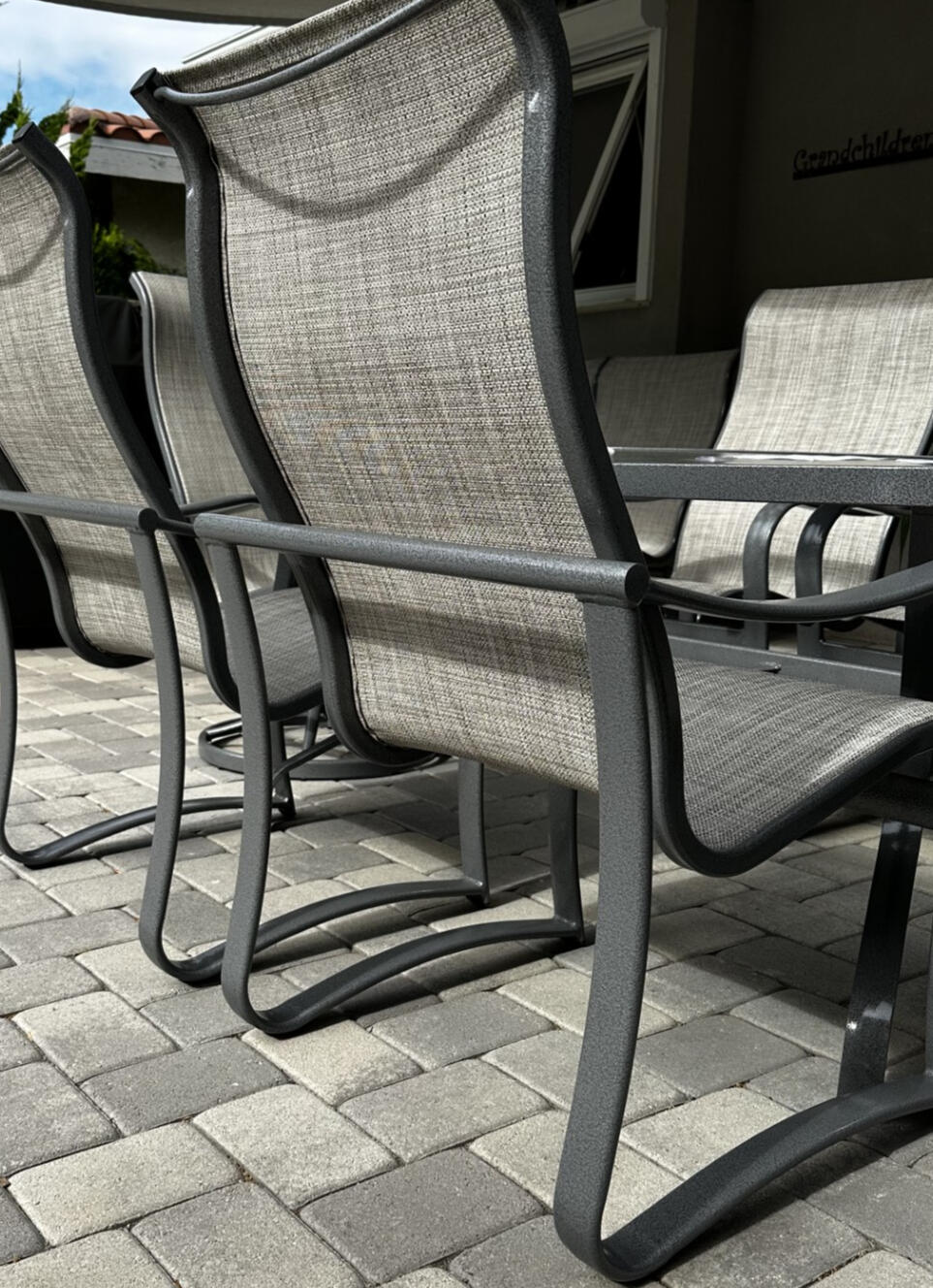 Powder coated patio chair after professional restoration in Los Angeles